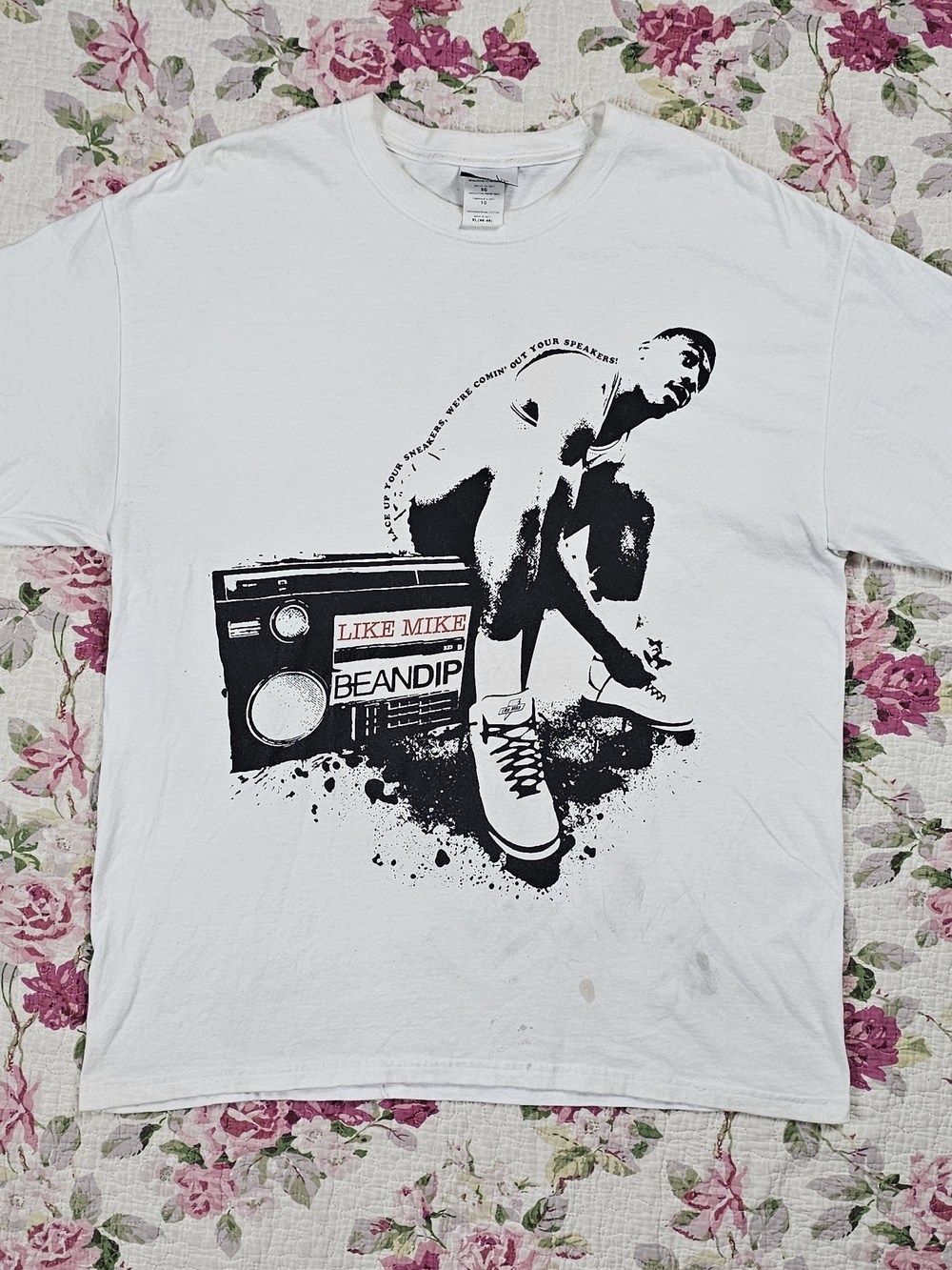 White 'Like Mike' Graphic Tee with Black Print
